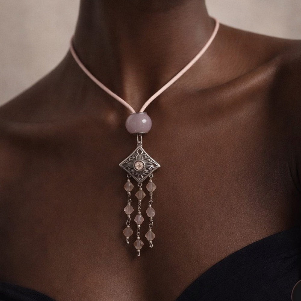 Vintage sterling silver pendant necklace unique artisan